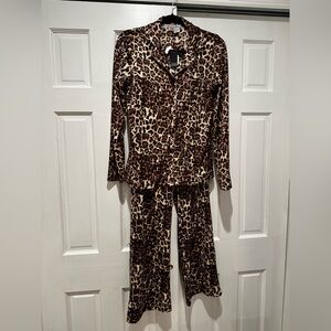 Badgley Mischka Brown Leopard Pajama Set